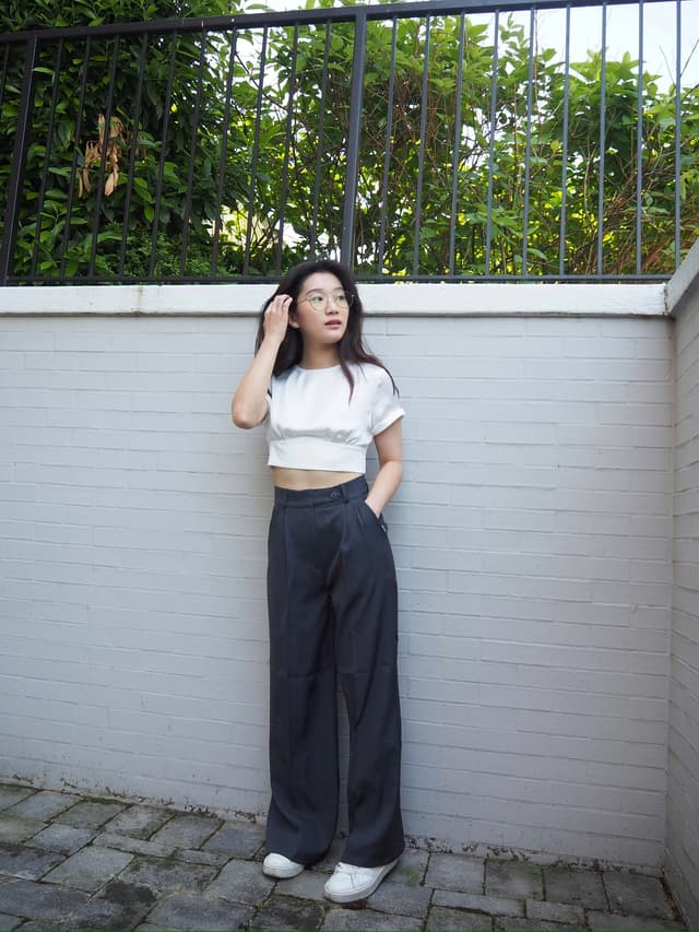 Product image for [3 Colors, 3 Lengths] High-Waisted Wide Leg Pants