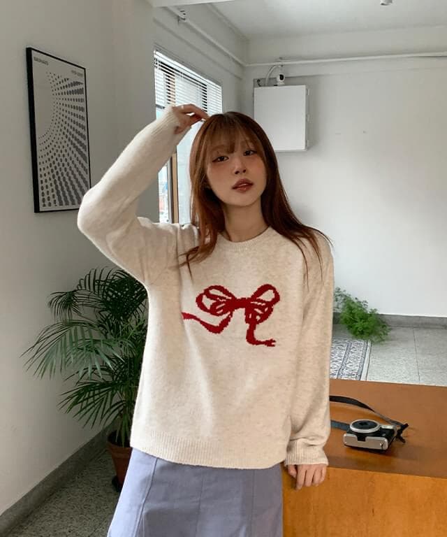 Smy Loose-fit Ribbon Printing Knitwear