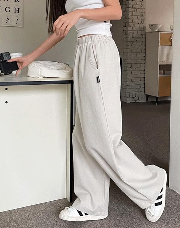 Product image for Wide banding cotton pants