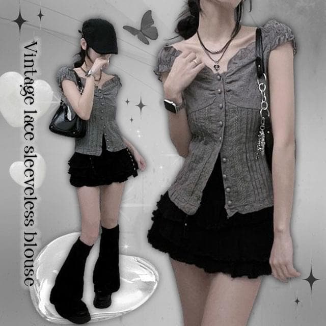 Product image for Dorothy Punching Lace Sleeveless Blouse