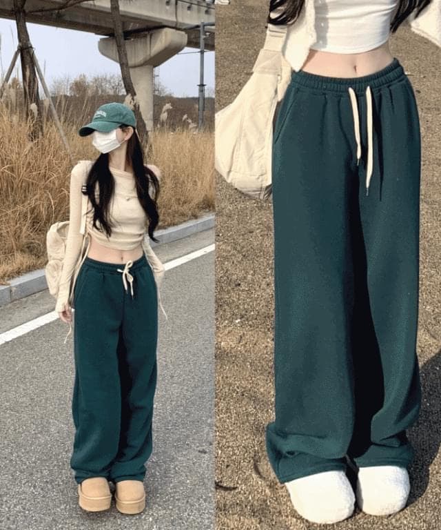 Product image for Doremi fit guaranteed Fleece-lined air wide banding training daily pants short women tall women big size Fleece-lined pants thick pants 7 colors
