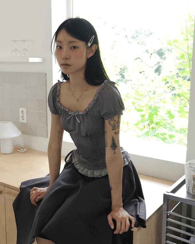 Product image for Koba frill Split ribbon puff short sleeve t-shirt
