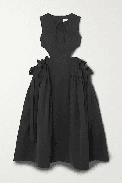 Tie-detailed Cutout Taffeta Maxi Dress
